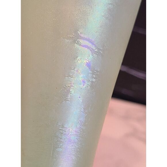 ZELLIQUE Green Iridescent Studio Art Glass Vase Signed 2001 8.5" x 3.25" EUC - Picture 5 of 10